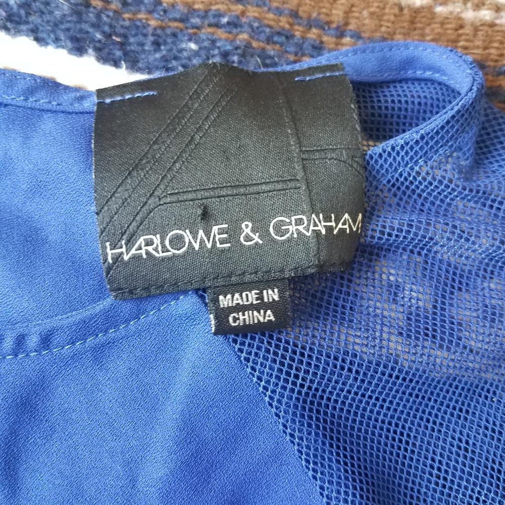 HARLOWE & GRAHAM | BLUE BLOUSE | SIZE SMALL - Picture 3 of 8